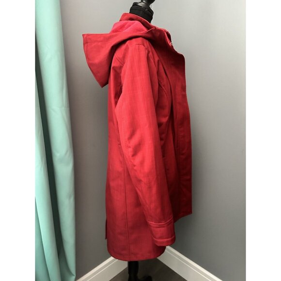 women’s L red Cloudveil coat hooded Large light warm jacket trench shell - Picture 4 of 10
